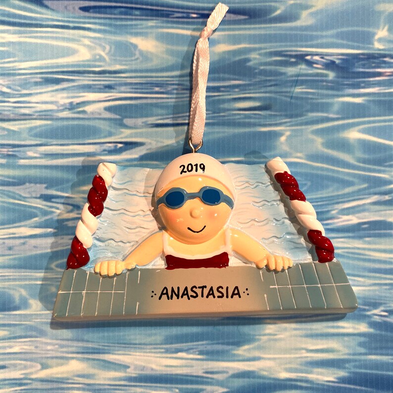 Personalized Female Swimmer Christmas Ornament Etsy