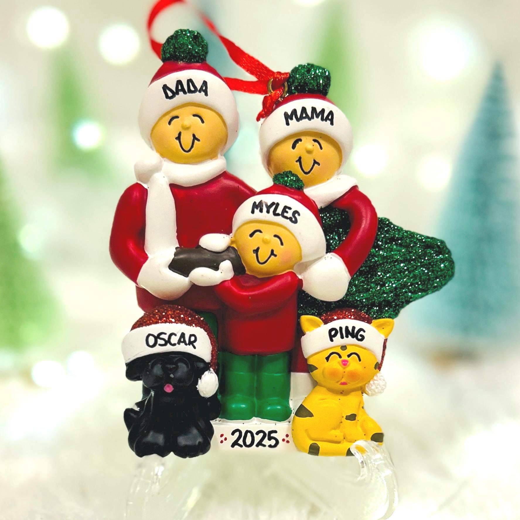 Personalized Family of 3 Carrying Christmas Tree Ornament With Optional ...
