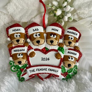 ON SALE! Personalized Brown Bear Family of 6 Christmas Ornament