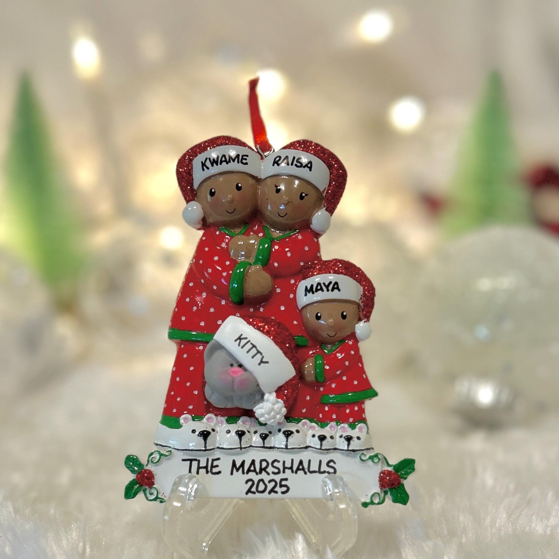 Personalized African American Pajama Family of 3 With Optional Pet Dog ...