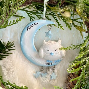 ON SALE! Sleeping Owl Baby Boy Personalized Ornament