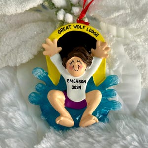Personalized Brunette Girl Water Slide Christmas Ornament