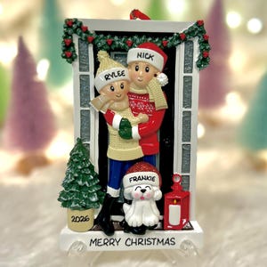Personalized Farmhouse Couple Christmas Ornament with Optional Pet Dog Cat