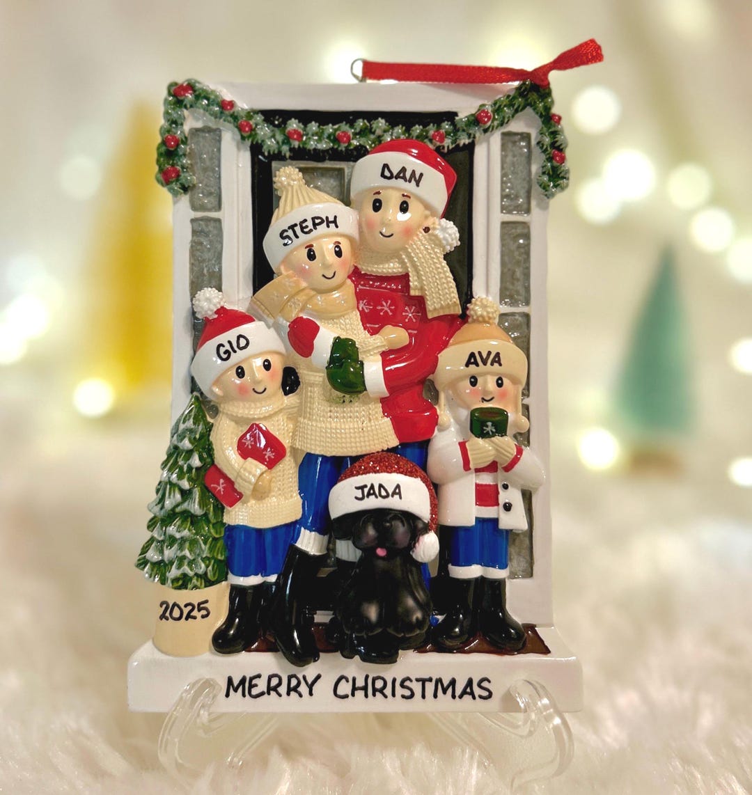 Personalized Farmhouse Family of 4 Christmas Ornament With Optional Pet ...