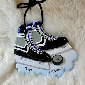 Personalized Ice Hockey Skates Christmas Ornament