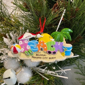 Personalized Beach Vacation Christmas Ornament