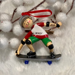 Personalized Skateboard Boy Christmas Ornament