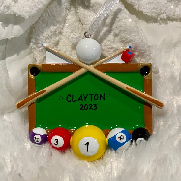 Personalized Billiards Pool Table Christmas Ornament