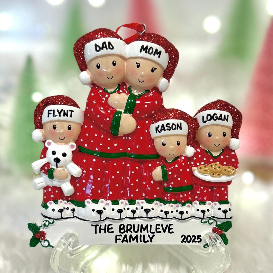 Personalized Pajama Family of 5 With Optional Pet Dog Cat Christmas ...
