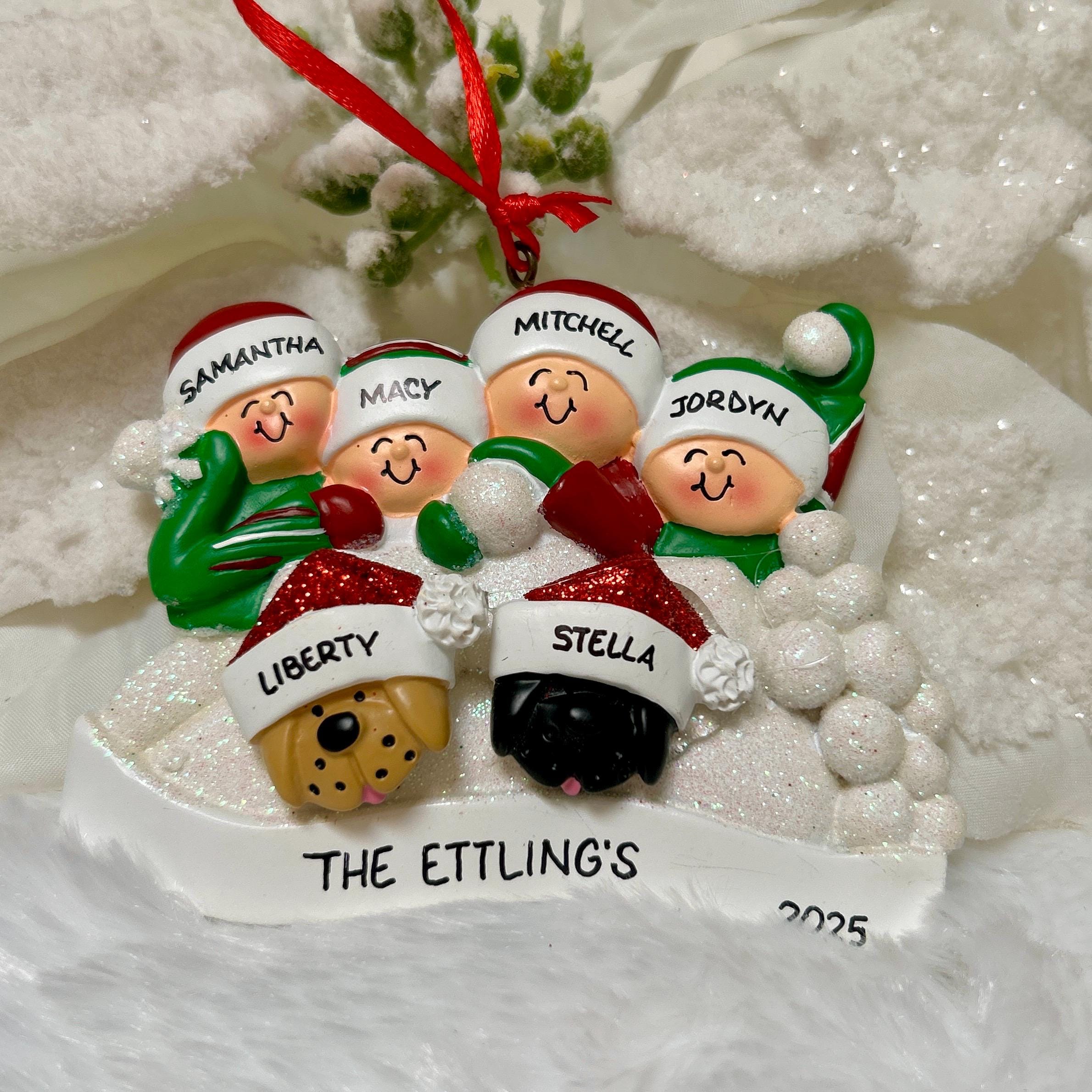 Personalized Snowball Family of 4 With Optional Pet Dog Cat Christmas ...