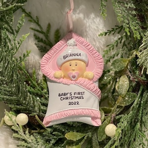 ON SALE! Personalized Baby Girl Bundle Christmas Ornament