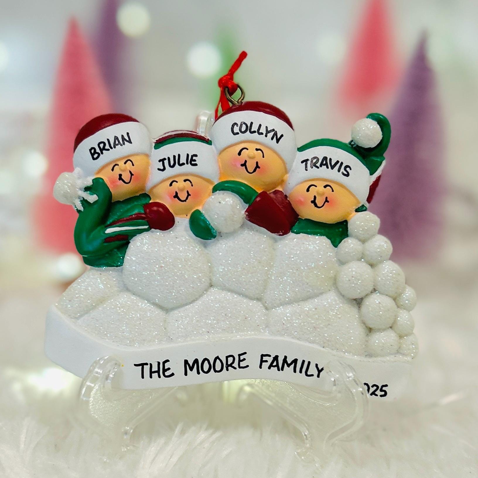 Personalized Snowball Family of 4 With Optional Pet Dog Cat Christmas ...