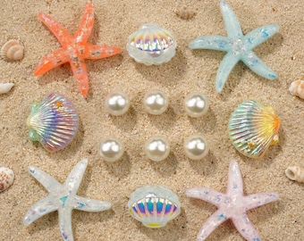 Mermaid Seashell Shoe Charms, Pastel Starfish Shell Pearl Clog Charms, Ocean Kawaii Cute Shoe Accessories, Beach Summer Shoe Decor