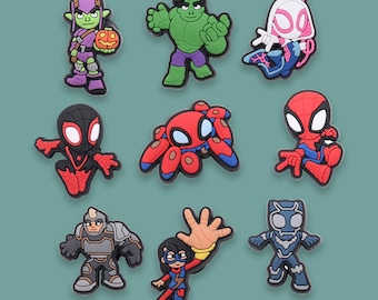 Superhero Shoe Charms, Comic Hero Clog Charms, Action Character Shoe Accessories, Cute Cartoon Sandal Charms, Gift for Hero Fans