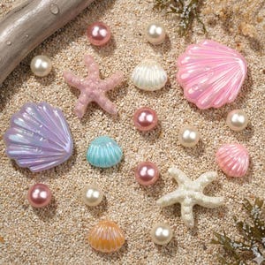 Mermaid Seashell Shoe Charms, Pastel Starfish Shell Pearl Clog Charms, Ocean Kawaii Cute Shoe Accessories, Beach Summer Shoe Decor