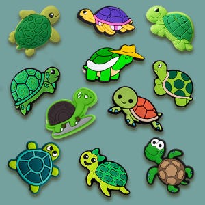 Turtle Shoe Charms Set, Cute Sea Turtle Croc Charms, Green Animal PVC Charms for Clogs, Ocean Theme Shoe Accessories, Turtle Lover Gift