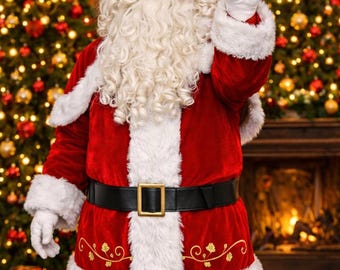 Santa Claus Costume | Red Velvet/Wool Suit Christmas Outfit
