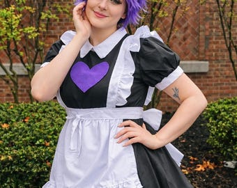 The Digital Circus Jax Maid Cosplay Costume – Black White Dress with Purple Heart