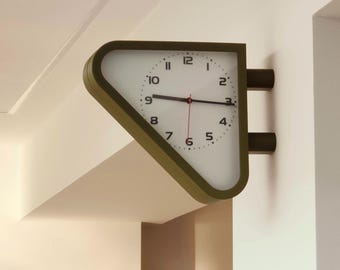 Orologio da parete a doppia faccia ispirato agli anni '70 di Seiko / Orologio da parete retrò / Decorazione moderna di metà secolo / Orologio industriale stampato in 3D / Atmosfera vintage