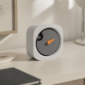 3D Printed Minimalist Desk Clock | Modern Cube Clock | Rotating Dial Office Decor | Scandinavian Style Timepiece | Unique Table Clock