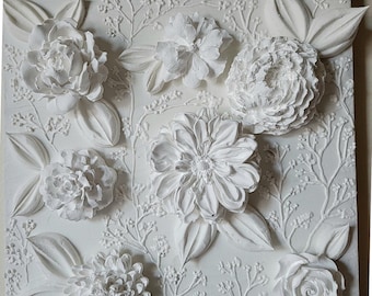 Textured Floral Art Painting - Abstract Painting, Sculpted Artwork