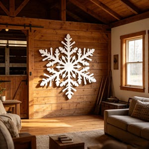 Decoración de pared metálica con forma de copo de nieve / Decoración minimalista de invierno / Letrero de acero resistente a la intemperie para interiores y exteriores