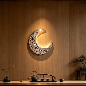 Boho Crescent Moon Metal Wall Art, 4 Color Options, Celestial Home Decor