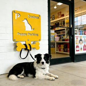 Hundeparkplatz-Schild mit Leinenhaken, Metall-Wandhalterung für Cafe Porch Yard