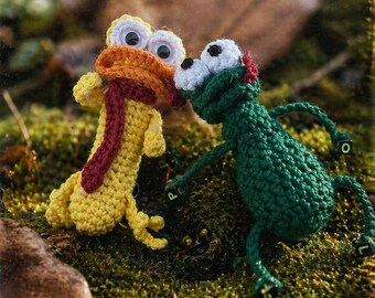 Wzór na szydełkową kaczkę i żabę w formacie PDF, wzór na zabawkę amigurumi, wzór na urocze zwierzątko, przyjazny dla początkujących, wersja cyfrowa do pobrania
