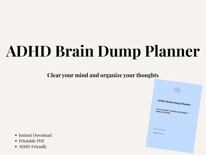 ADHD Brain Dump Planner Printable | Overwhelm Reset Worksheet ...