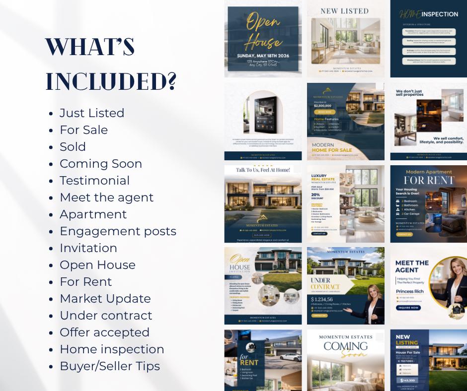 Real Estate Social Media Templates Canva | Realtor Instagram Templates ...