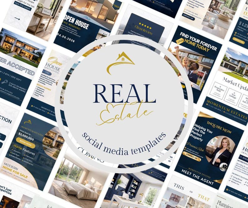 Real Estate Social Media Templates Canva | Realtor Instagram Templates ...