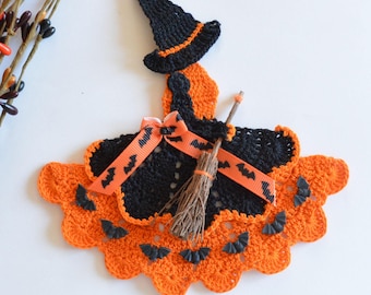 Halloween Crinoline Lady Witch ~  Hand Crochet Doily