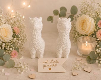 Handgefertigtes Alpaka Duo / Geschenkidee / mit Liebe gemacht / liebevolle Deko für dein Zuhause / Gipsdeko