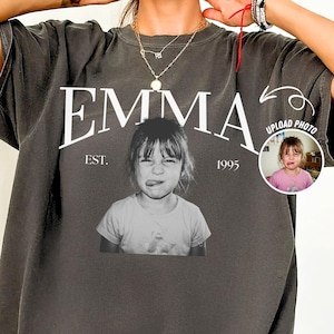 Camiseta personalizada con foto y nombre, camiseta vintage de cumpleaños personalizada, regalo con retrato retro