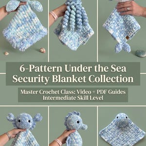 Lot de 6 motifs au crochet Ocean Baby Lovey | Guide PDF | Couverture de sécurité amigurumi en gros fils | Câlin d'animal marin