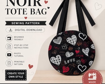 Runde Schleife Schultertasche Schnittmuster PDF | Niedliches Herz Taschenmuster | DIY Geldbeutel Tutorial | A4, A0 & US Letter | Sofort Download