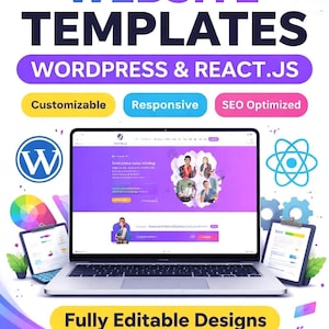 Dostosowywalny szablon witryny internetowej — HTML, CSS, React.js — responsywna strona docelowa zoptymalizowana pod kątem SEO i rozwiązanie e-commerce