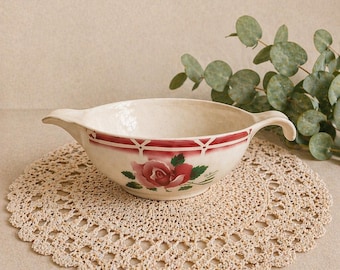 Digoin Sarreguemines Cibon Gravy Boat – Vintage pink gravy boat – Antique French tableware – French gravy boat – Farmhouse decor