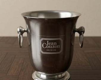 Cubitera vintage plateada de Jean Couzon, con asas de anillo.