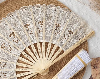 Ventaglio da matrimonio personalizzato in pizzo, ventaglio a mano in bambù personalizzato, bomboniere per gli ospiti, ventaglio per addio al nubilato, ventaglio di ringraziamento per il matrimonio, matrimonio rustico