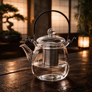 Théière japonaise en verre avec infuseur, théière en borosilicate résistante à la chaleur