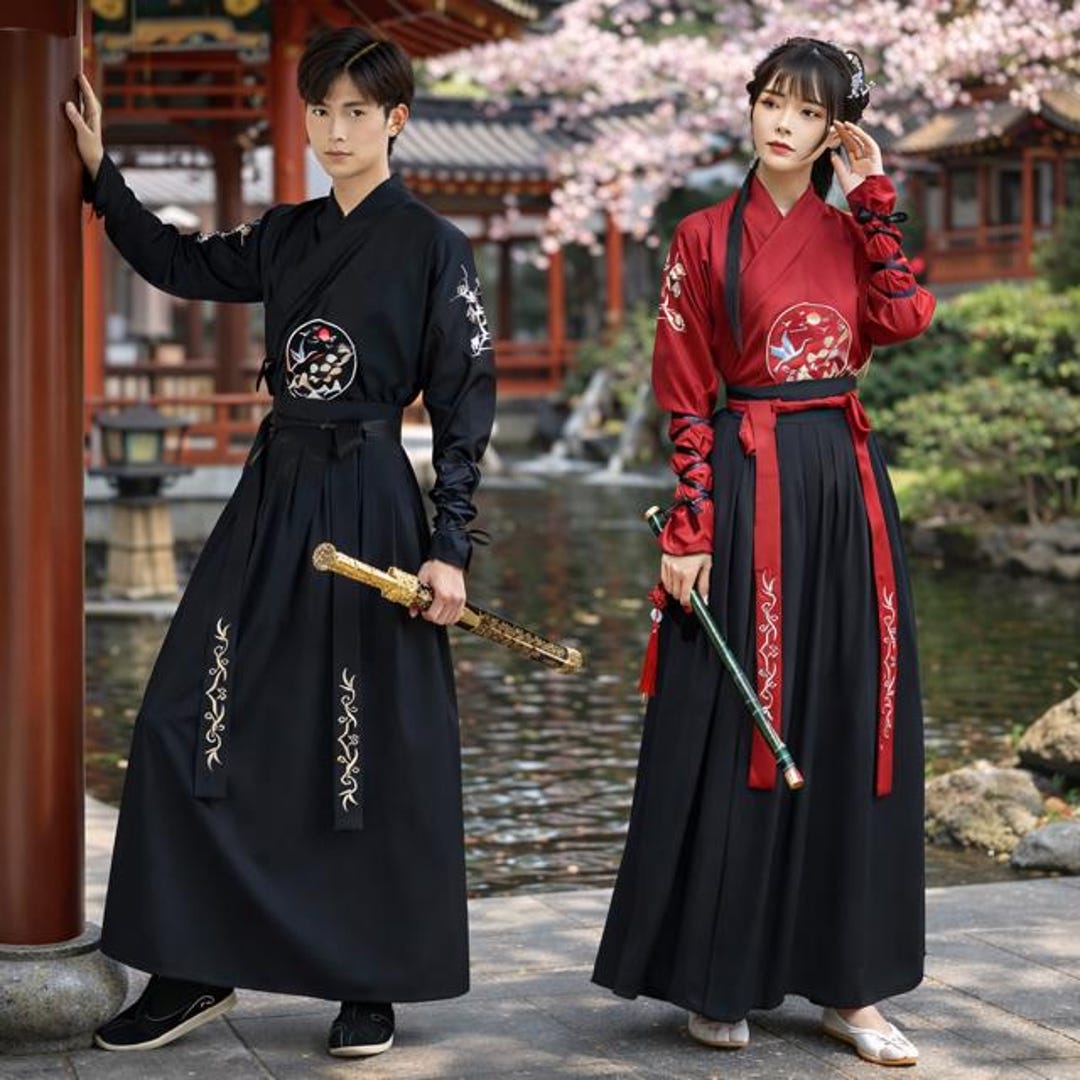 Open Samurai Robe Vintage Crane Embroidered Samurai Kimono Robe – Traditional Japanese ...