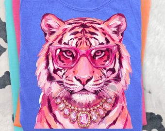 Tigre rosa PNG, Tigre preppy PNG, Diseño cotidiano, Boujee PNG, Impresión PNG, Estampado animal PNG, Diseño de sublimación de tigre PNG, Descarga digital