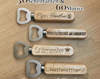 Personalisierter Flaschenöffner mit Gravur – Geschenk für Männer, Vatertag, Hochzeit, Groomsmen, Bieröffner Holz individuell graviert