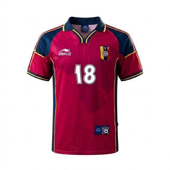 Venezuela 2000 Arango #18 Home Vinotinto Short Sleeve Men Retro Soccer Jersey