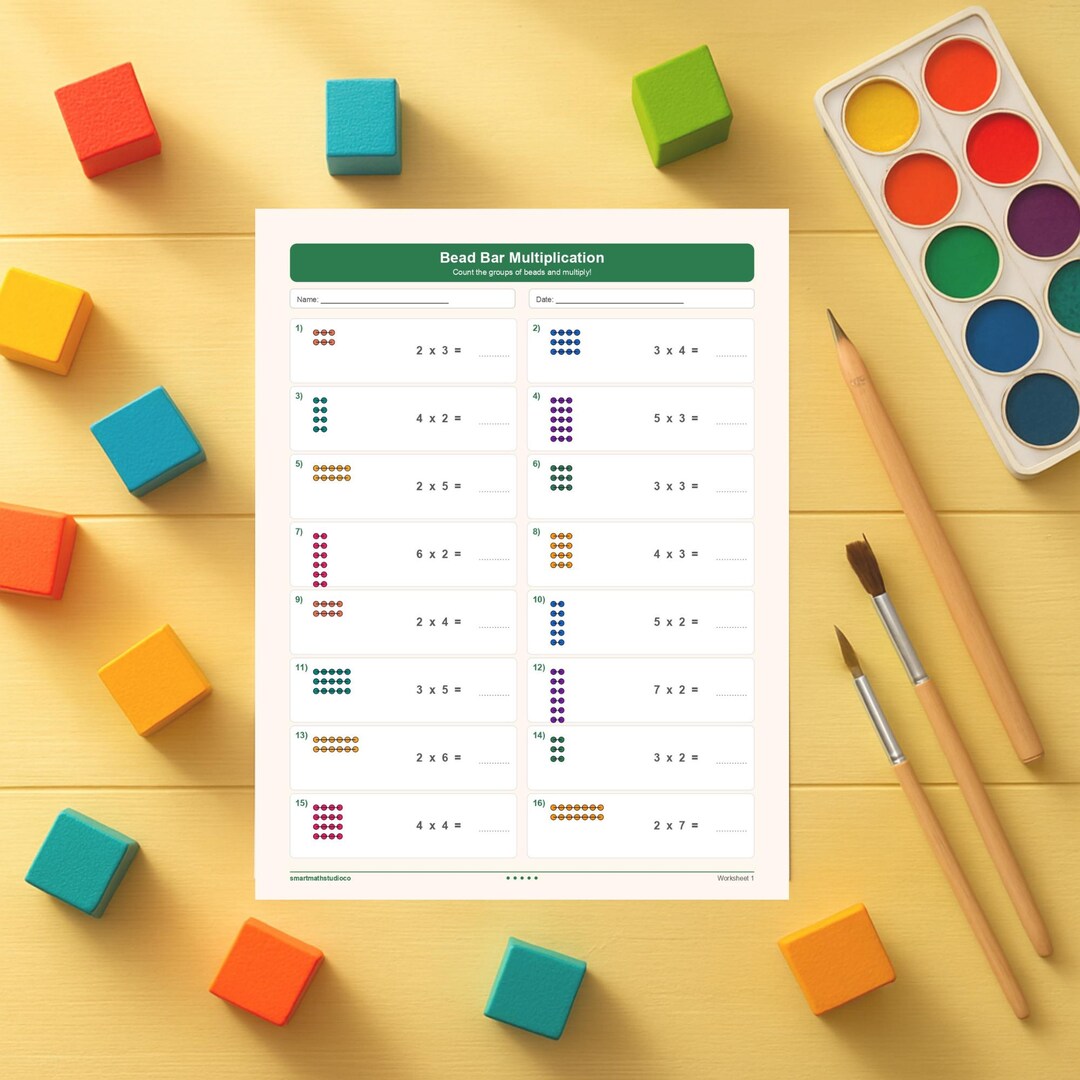 Montessori Multiplication Worksheets Bundle: Nature Edition Math ...