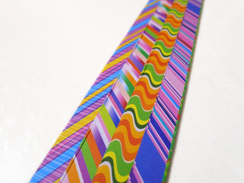 Origami Lucky Star Paper Strips Rainbow Striped and Floral Pack of 130 Strips