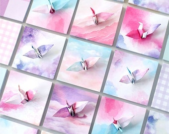 200 Sheets Pastel Color Origami Square Paper Pack For Origami Paper Project - 9.5cm x 9.5cm Sky Background Paper