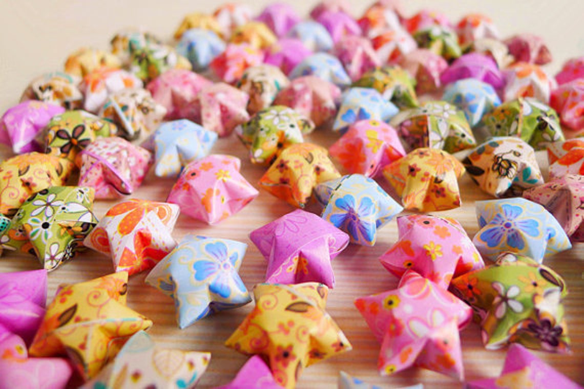 Flower Mixed Origami Lucky Stars-floral Wishing Stars/party - Etsy